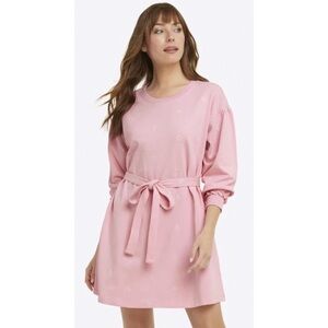 DRAPER JAMES Bobbie Sweatshirt Dress in Pink Embroidered Viola Size Medium